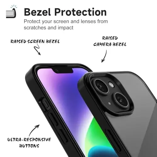 LoeoeL iPhone 14 Kılıfı Şeffaf, Transparan Hibrit 14 Telefon Kılıfı [Sert Plastik ve Yumuşak Silikon Tampon] Akrilik Sararmayan İnce Koruyucu Kapak Kadınlar için, Siyah - 4