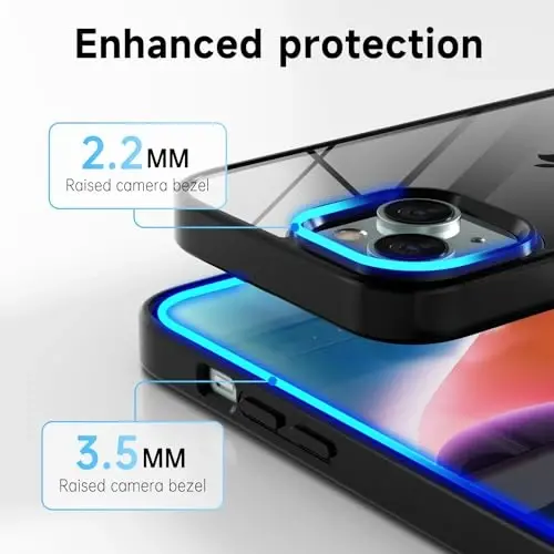 LoeoeL for iPhone 14 Plus Case Clear, Transparent Hybrid 14 Plus Phone Case [Hard Plastic & Soft Silicone Bumper] Acrylic Non Yellowing Thin Slim Protective Cover for Women, Black - 5