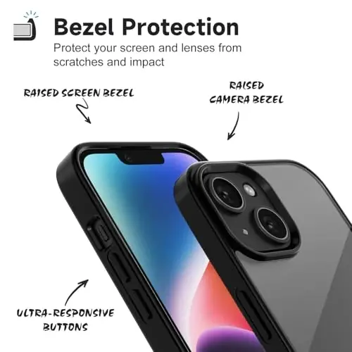 LoeoeL for iPhone 14 Plus Case Clear, Transparent Hybrid 14 Plus Phone Case [Hard Plastic & Soft Silicone Bumper] Acrylic Non Yellowing Thin Slim Protective Cover for Women, Black - 4