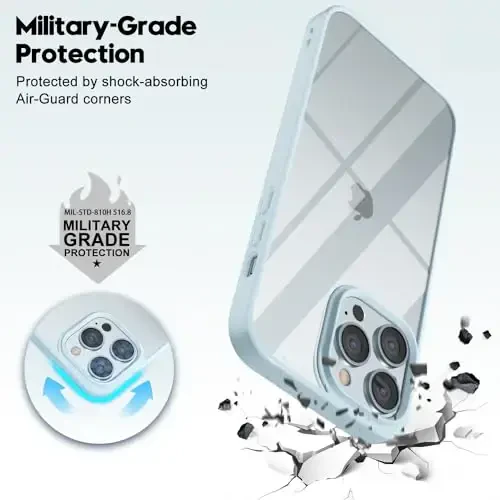 LoeoeL iPhone 14 Pro G'ilofi Shaffof, Shaffof Gibrid 14 Pro Telefon G'ilofi [Qattiq Plastmassa va Yumshoq Silikon Bamper] Ayollar uchun Akril Sariqlanmaydigan YUpqa Himoya Qopqog'i, Ochiq Moviy - 10