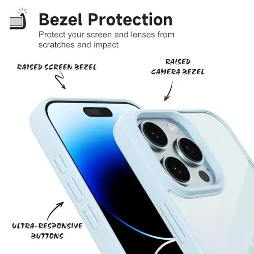 LoeoeL iPhone 14 Pro Kılıfı Şeffaf, Transparan Hibrit 14 Pro Telefon Kılıfı [Sert Plastik ve Yumuşak Silikon Tampon] Akrilik Sararmayan İnce Koruyucu Kapak Kadınlar için, Açık Mavi - 4