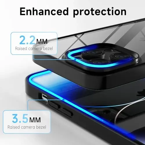 LoeoeL for iPhone 14 Pro Case Clear, Transparent Hybrid 14 Pro Phone Case [Hard Plastic & Soft Silicone Bumper] Acrylic Non Yellowing Thin Slim Protective Cover for Women, Black - 5