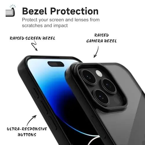 LoeoeL iPhone 14 Pro Kılıfı Şeffaf, Transparan Hibrit 14 Pro Telefon Kılıfı [Sert Plastik & Yumuşak Silikon Tampon] Akrilik Sararmayan İnce Koruyucu Kapak Kadınlar için, Siyah - 4