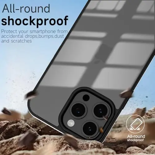 LoeoeL iPhone 14 Pro Kılıfı Şeffaf, Transparan Hibrit 14 Pro Telefon Kılıfı [Sert Plastik & Yumuşak Silikon Tampon] Akrilik Sararmayan İnce Koruyucu Kapak Kadınlar için, Siyah - 6