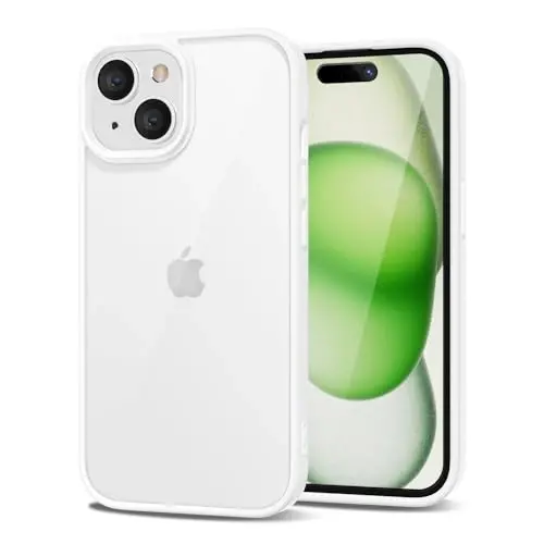 LoeoeL iPhone 15 G'ilofi Shaffof, Shaffof Gibrid 15 Telefon G'ilofi [Qattiq Plastik & Yumshoq Silikon Bamper] Akril Sariqlanmaydigan Yupqa Himoya Qopqog'i Ayollar uchun, Oq - LOEOEL