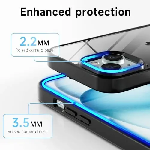 LoeoeL iPhone 15 Plus Kılıf Şeffaf, Şeffaf Hibrit 15 Plus Telefon Kılıfı [Sert Plastik ve Yumuşak Silikon Tampon] Akrilik Sararmaz İnce İnce Koruyucu Kapak Kadınlar İçin, Siyah - 5