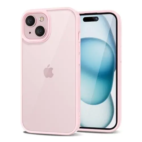 LoeoeL for iPhone 15 Plus Case Clear, Transparent Hybrid 15 Plus Phone Case [Hard Plastic & Soft Silicone Bumper] Acrylic Non Yellowing Thin Slim Protective Cover for Women, Light Pink - 1