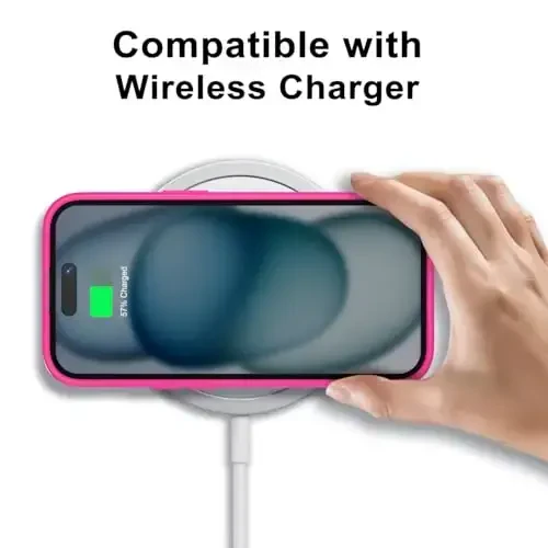 LoeoeL iPhone 15 Plus uchun g'ilof shaffof, shaffof gibrid 15 Plus telefon g'ilofi [qattiq plastik va yumshoq silikon bamper] Akril sarg'aymaydigan yupqa himoya qopqog'i ayollar uchun, Neon Hot Pink - 7