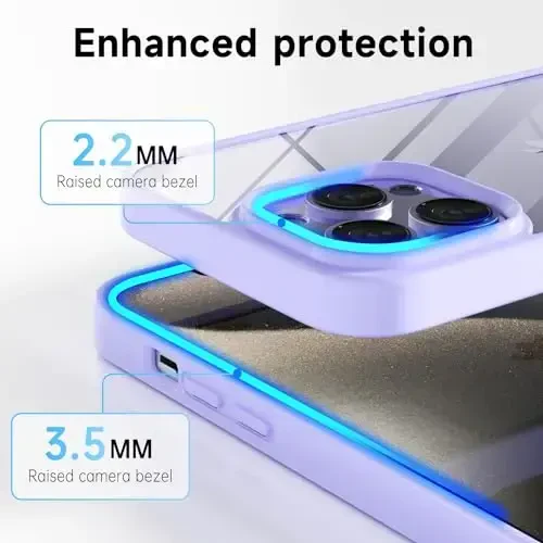 LoeoeL iPhone 15 Pro Max uchun g'ilof shaffof, shaffof gibrid 15 Pro Max telefon g'ilofi [qattiq plastik va yumshoq silikon bamper] Akril sarg'aymaydigan ingichka himoya qopqog'i ayollar uchun, binafsha lavanda - 13