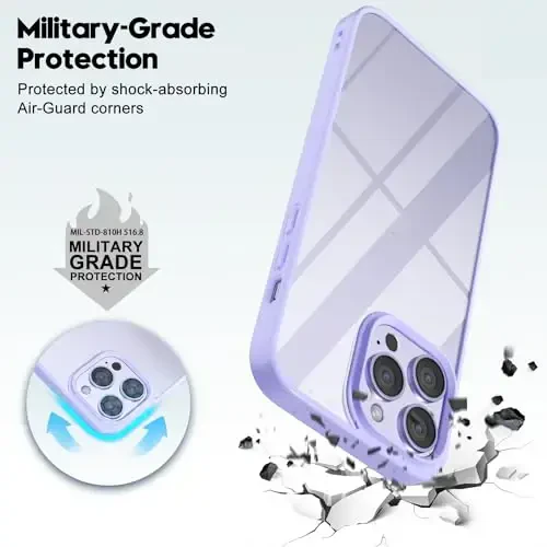 LoeoeL iPhone 15 Pro Max uchun g'ilof shaffof, shaffof gibrid 15 Pro Max telefon g'ilofi [qattiq plastik va yumshoq silikon bamper] Akril sarg'aymaydigan ingichka himoya qopqog'i ayollar uchun, binafsha lavanda - 12