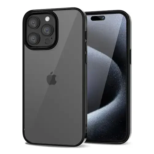LoeoeL iPhone 15 Pro uchun g'ilof Shaffof, shaffof gibrid 15 Pro telefon g'ilofi [Qattiq plastik va yumshoq silikon bamper] Akril sarg'aymaydigan ingichka himoya qopqog'i ayollar uchun, qora - 1