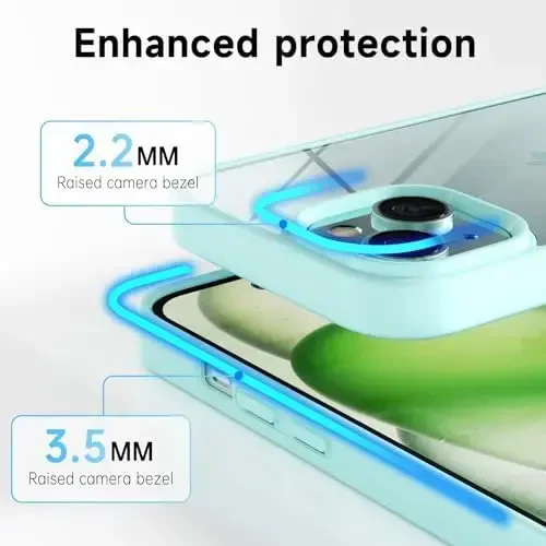 LoeoeL iPhone 15 uchun g'ilof, shaffof gibrid 15 telefon g'ilofi [Qattiq plastik va yumshoq silikon bamper] Akril sarg'aymaydigan ingichka himoya qopqog'i ayollar uchun, Teal - 5