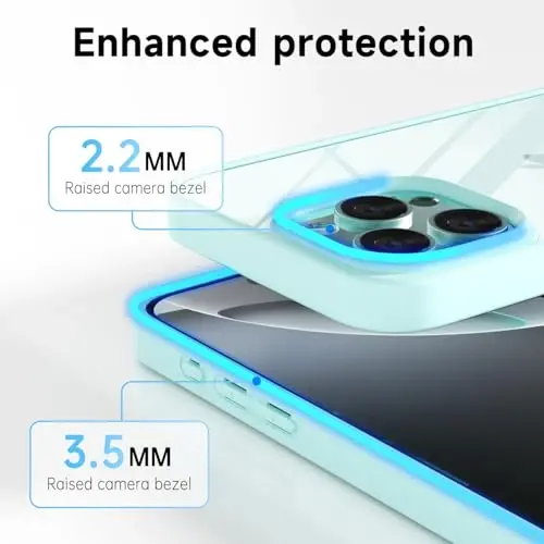 LoeoeL for iPhone 16 Pro Case Clear, Transparent Hybrid 16 Pro Phone Case [Hard Plastic & Soft Silicone Bumper] Acrylic Non Yellowing Thin Slim Protective Cover for Women, Teal - 5