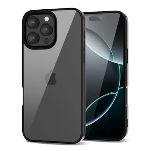 LoeoeL for iPhone 16 Pro Case Clear, Transparent Hybrid 16 Pro Phone Case [Hard Plastic & Soft Silicone Bumper] Acrylic Non Yellowing Thin Slim Protective Cover for Women, Black - 1
