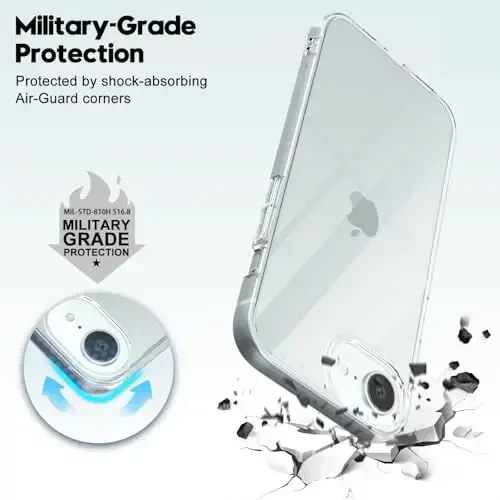 LoeoeL iPhone 16e uchun G'ilof Shaffof, Shaffof Gibrid 16e Telefon G'ilofi [Qattiq Plastmassa va Yumshoq Silikon Bamper] Akril Sariqlikni keltirib chiqarmaydigan Yengil Yupqa Himoya Qopqog'i Ayollar uchun, Billur Shaffof - 10