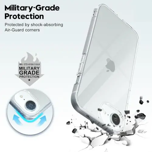 LoeoeL iPhone 16e uchun G'ilof Shaffof, Shaffof Gibrid 16e Telefon G'ilofi [Qattiq Plastmassa va Yumshoq Silikon Bamper] Akril Sariqlikni keltirib chiqarmaydigan Yengil Yupqa Himoya Qopqog'i Ayollar uchun, Billur Shaffof - 6