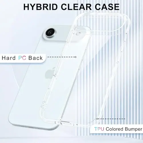 LoeoeL for iPhone 17 Air Case Clear, Transparent Hybrid iPhone 17 Air Phone Case [Hard Plastic & Soft Silicone Bumper] Acrylic Non Yellowing Thin Slim Protective Cover for Women, Crystal Clear - 3