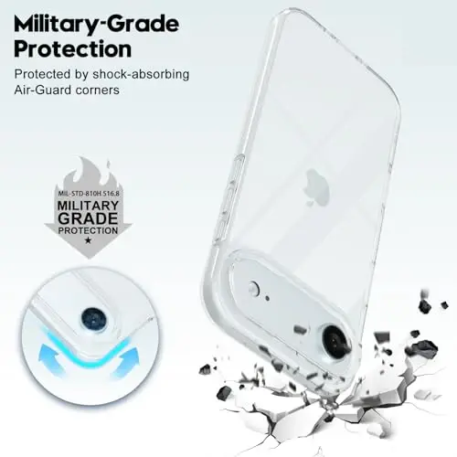 LoeoeL for iPhone 17 Air Case Clear, Transparent Hybrid iPhone 17 Air Phone Case [Hard Plastic & Soft Silicone Bumper] Acrylic Non Yellowing Thin Slim Protective Cover for Women, Crystal Clear - 6