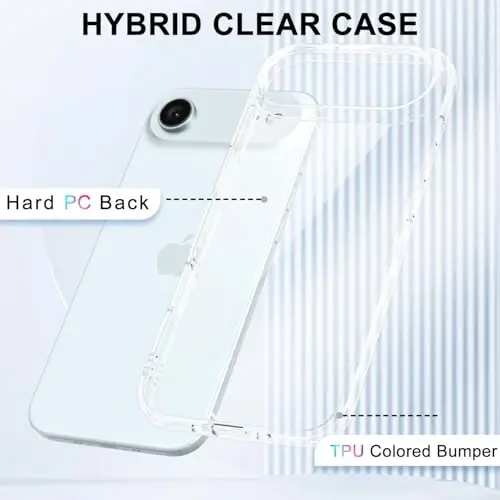 LoeoeL iPhone 17 Air Kılıfı Şeffaf, Şeffaf Hibrit iPhone 17 Air Telefon Kılıfı [Sert Plastik ve Yumuşak Silikon Tampon] Akrilik Sararmayan İnce Koruyucu Kapak Kadınlar için, Kristal Şeffaf - 3