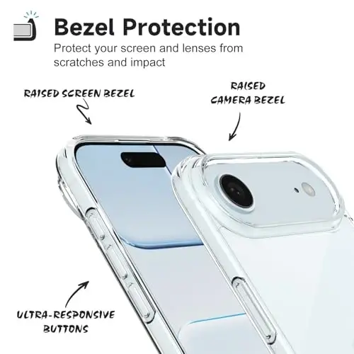 LoeoeL iPhone 17 Air Kılıfı Şeffaf, Şeffaf Hibrit iPhone 17 Air Telefon Kılıfı [Sert Plastik ve Yumuşak Silikon Tampon] Akrilik Sararmayan İnce Koruyucu Kapak Kadınlar için, Kristal Şeffaf - 4