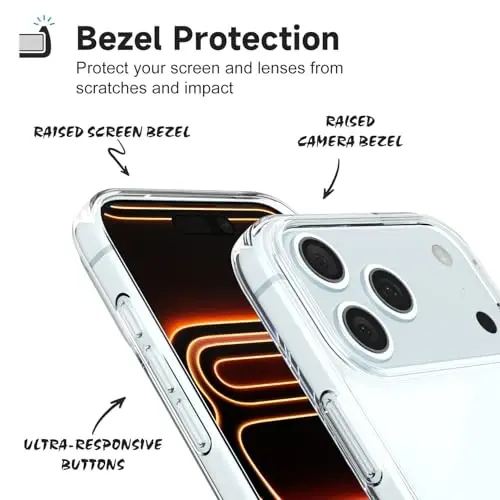 LoeoeL iPhone 17 Pro Kılıfı Şeffaf, Transparan Hibrit iPhone 17 Pro Telefon Kılıfı [Sert Plastik & Yumuşak Silikon Tampon] Akrilik Sararmayan İnce Koruyucu Kapak Kadınlar için, Kristal Şeffaf - 4