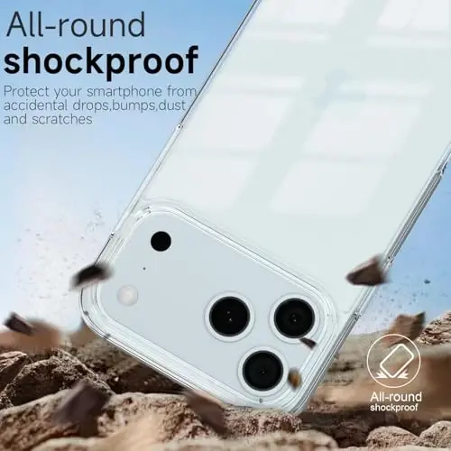 LoeoeL iPhone 17 Pro Kılıfı Şeffaf, Transparan Hibrit iPhone 17 Pro Telefon Kılıfı [Sert Plastik & Yumuşak Silikon Tampon] Akrilik Sararmayan İnce Koruyucu Kapak Kadınlar için, Kristal Şeffaf - 6