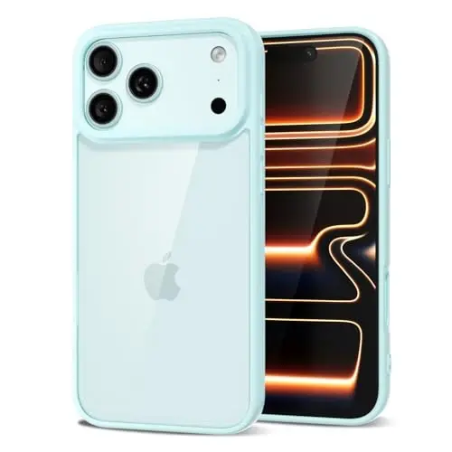 LoeoeL for iPhone 17 Pro Case Clear, Transparent Hybrid iPhone 17 Pro Phone Case [Hard Plastic & Soft Silicone Bumper] Acrylic Non Yellowing Thin Slim Protective Cover for Women, Teal - 1
