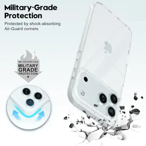 LoeoeL iPhone 17 Pro Max uchun g'ilof shaffof, shaffof gibrid iPhone 17 Pro Max telefon g'ilofi [Qattiq plastik va yumshoq silikon bamper] Ayollar uchun sarg'aymaydigan yupqa himoya qopqog'i, billur tiniq - 6