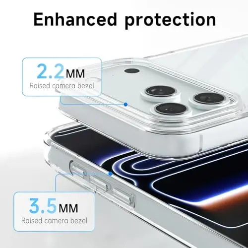 LoeoeL iPhone 17 Pro Max uchun g'ilof shaffof, shaffof gibrid iPhone 17 Pro Max telefon g'ilofi [Qattiq plastik va yumshoq silikon bamper] Ayollar uchun sarg'aymaydigan yupqa himoya qopqog'i, billur tiniq - 5