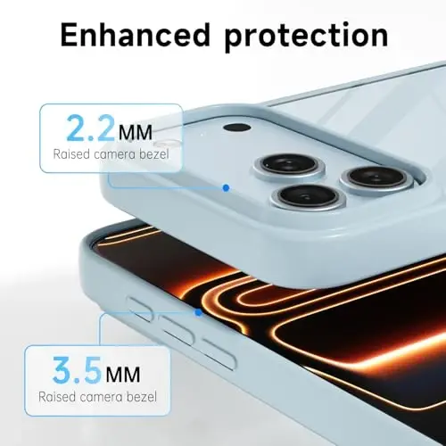 LoeoeL iPhone 17 Pro uchun g'ilof Shaffof, shaffof gibrid iPhone 17 Pro telefon g'ilofi [Qattiq plastik va yumshoq silikon bamper] Ayollar uchun sarg'aymaydigan yupqa himoya qopqog'i, och ko'k - 5