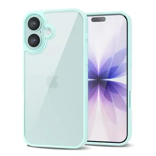 LoeoeL iPhone 17 uchun g‘ilof shaffof, shaffof gibrid iPhone 17 telefon g‘ilofi [qattiq plastik va yumshoq silikon bamper] Akril sarg‘aymaydigan ingichka himoya qopqog‘i ayollar uchun, Teal - 1