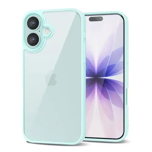 LoeoeL iPhone 17 uchun g‘ilof shaffof, shaffof gibrid iPhone 17 telefon g‘ilofi [qattiq plastik va yumshoq silikon bamper] Akril sarg‘aymaydigan ingichka himoya qopqog‘i ayollar uchun, Teal - LOEOEL