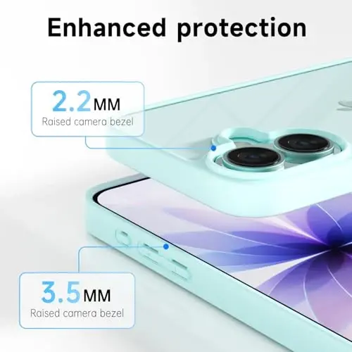 LoeoeL iPhone 17 uchun g‘ilof shaffof, shaffof gibrid iPhone 17 telefon g‘ilofi [qattiq plastik va yumshoq silikon bamper] Akril sarg‘aymaydigan ingichka himoya qopqog‘i ayollar uchun, Teal - 5