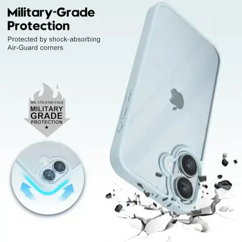 LoeoeL iPhone 17 uchun g'ilof Shaffof, shaffof gibrid iPhone 17 telefon g'ilofi [Qattiq plastik va yumshoq silikon bamper] Ayollar uchun sarg'aymaydigan yupqa himoya qopqog'i, och ko'k - 6