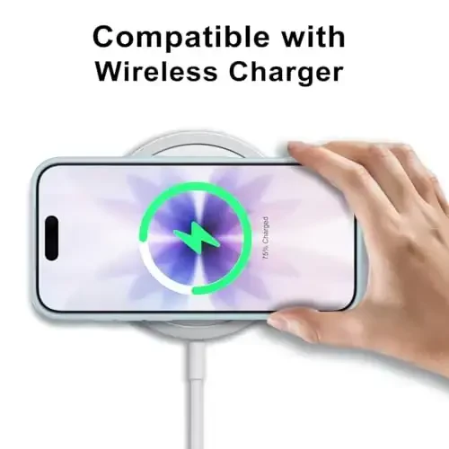 LoeoeL iPhone 17 uchun g'ilof Shaffof, shaffof gibrid iPhone 17 telefon g'ilofi [Qattiq plastik va yumshoq silikon bamper] Ayollar uchun sarg'aymaydigan yupqa himoya qopqog'i, och ko'k - 7