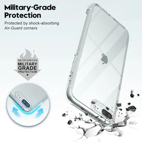 LoeoeL for iPhone 8 Plus/ 7 Plus Case Clear, Transparent Hybrid Phone Case [Hard Plastic & Soft Silicone Bumper] Acrylic Non Yellowing Thin Slim Protective Cover for Women, Crystal Clear - 6