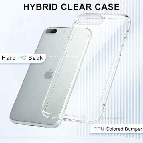 LoeoeL iPhone 8 Plus/ 7 Plus Kılıf Şeffaf, Transparan Hibrit Telefon Kılıfı [Sert Plastik & Yumuşak Silikon Tampon] Akrilik Sararmayan İnce Koruyucu Kadınlar için Kılıf, Kristal Berraklık - 3