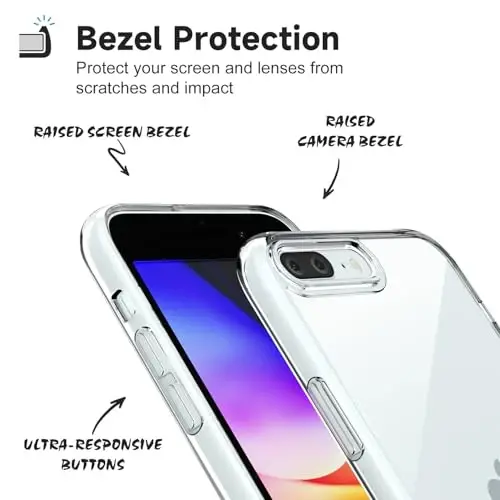 LoeoeL iPhone 8 Plus/ 7 Plus Kılıf Şeffaf, Transparan Hibrit Telefon Kılıfı [Sert Plastik & Yumuşak Silikon Tampon] Akrilik Sararmayan İnce Koruyucu Kadınlar için Kılıf, Kristal Berraklık - 4