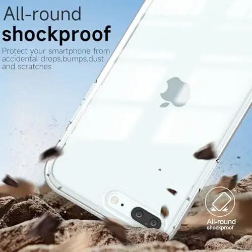 LoeoeL iPhone 8 Plus/ 7 Plus Kılıf Şeffaf, Transparan Hibrit Telefon Kılıfı [Sert Plastik & Yumuşak Silikon Tampon] Akrilik Sararmayan İnce Koruyucu Kadınlar için Kılıf, Kristal Berraklık - 6