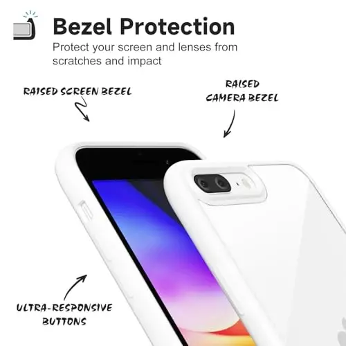 LoeoeL iPhone 8 Plus/ 7 Plus Kılıfı Şeffaf, Transparan Hibrit Telefon Kılıfı [Sert Plastik & Yumuşak Silikon Tampon] Akrilik Sararmayan İnce Koruyucu Kadınlar için Kılıf, Beyaz - 4
