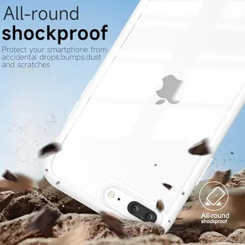 LoeoeL iPhone 8 Plus/ 7 Plus Kılıfı Şeffaf, Transparan Hibrit Telefon Kılıfı [Sert Plastik & Yumuşak Silikon Tampon] Akrilik Sararmayan İnce Koruyucu Kadınlar için Kılıf, Beyaz - 6