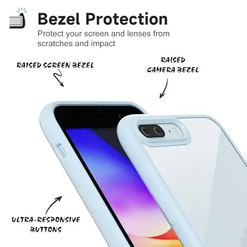 LoeoeL iPhone 8 Plus/ 7 Plus Kılıfı Şeffaf, Transparan Hibrit Telefon Kılıfı [Sert Plastik & Yumuşak Silikon Tampon] Akrilik Sararmayan İnce Koruyucu Kılıf Kadınlar için, Açık Mavi - 4