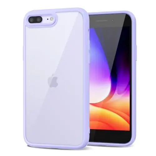 LoeoeL iPhone 8 Plus/ 7 Plus uchun g'ilof Shaffof, Shaffof Gibrid Telefon G'ilofi [Qattiq Plastmassa va Yumshoq Silikon Bamper] Akril Sarg'aymaydigan Yupqa Himoya Qopqog'i Ayollar uchun, Binafsha Lavanda 