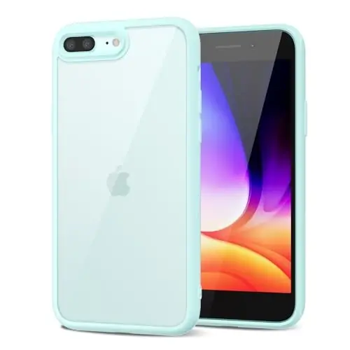LoeoeL iPhone 8 Plus/ 7 Plus uchun G'ilof Shaffof, Shaffof Gibrid Telefon G'ilofi [Qattiq Plastmassa va Yumshoq Silikon Bamper] Akril Sariq Qaramaydigan Yupqa Himoya Qopqog'i Ayollar uchun, Moviy - 1