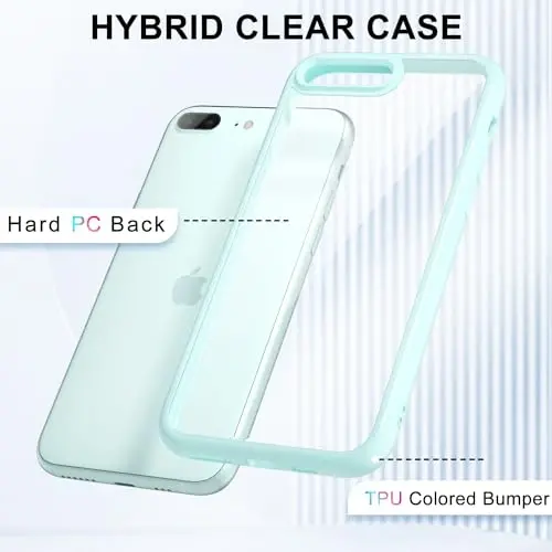 LoeoeL iPhone 8 Plus/ 7 Plus uchun G'ilof Shaffof, Shaffof Gibrid Telefon G'ilofi [Qattiq Plastmassa va Yumshoq Silikon Bamper] Akril Sariq Qaramaydigan Yupqa Himoya Qopqog'i Ayollar uchun, Moviy - 3