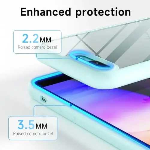LoeoeL iPhone 8 Plus/ 7 Plus uchun G'ilof Shaffof, Shaffof Gibrid Telefon G'ilofi [Qattiq Plastmassa va Yumshoq Silikon Bamper] Akril Sariq Qaramaydigan Yupqa Himoya Qopqog'i Ayollar uchun, Moviy - 5