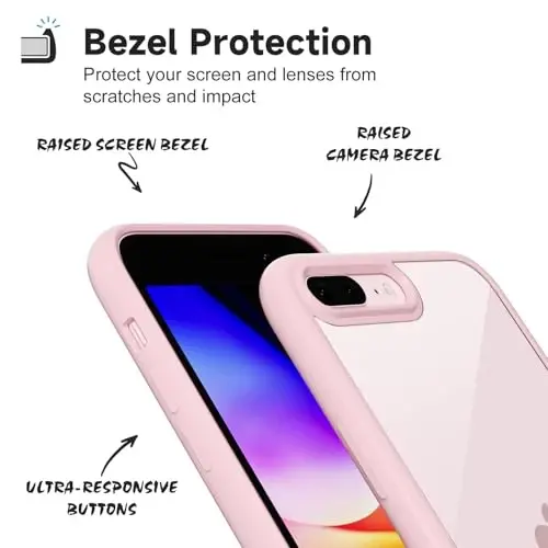 LoeoeL iPhone 8 Plus/ 7 Plus uchun G'ilof Shaffof, Shaffof Gibrid Telefon G'ilofi [Qattiq Plastmassa & Yumshoq Silikon Bamper] Akril Sarg'aymaydigan Yupqa Himoya Qopqog'i Ayollar uchun, Och Pushti - 4