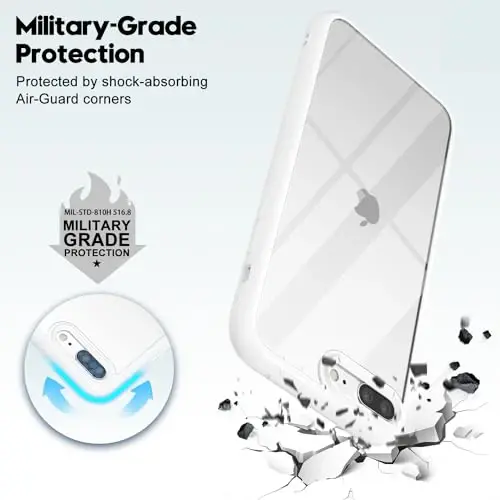 LoeoeL iPhone 8 Plus/ 7 Plus uchun G'ilof Shaffof, Shaffof Gibrid Telefon G'ilofi [Qattiq Plastmassa & Yumshoq Silikon Bamper] Akril Sariqlikka qarshi Yupqa Himoya Qopqog'i Ayollar uchun, Oq - 6