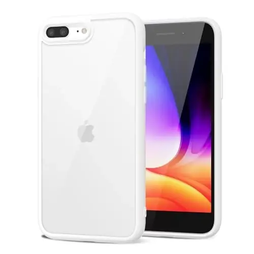 LoeoeL iPhone 8 Plus/ 7 Plus uchun G'ilof Shaffof, Shaffof Gibrid Telefon G'ilofi [Qattiq Plastmassa & Yumshoq Silikon Bamper] Akril Sariqlikka qarshi Yupqa Himoya Qopqog'i Ayollar uchun, Oq - 1