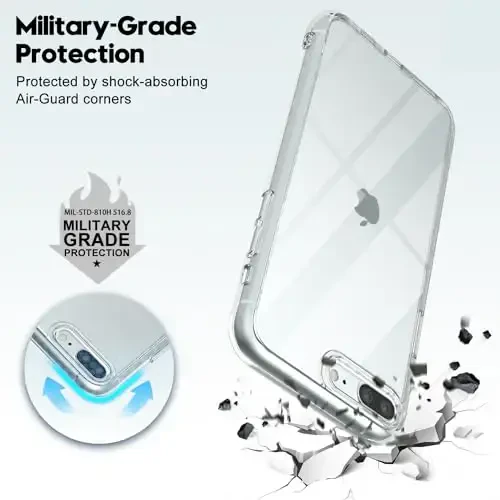 LoeoeL iPhone 8 Plus/ 7 Plus uchun G'ilof Shaffof, Shaffof Gibrid Telefon G'ilofi [Qattiq Plastmassa & Yumshoq Silikon Bamper] Akril Sariqlikka qarshi Yupqa Himoya Qopqog'i Ayollar uchun, Shisha Shaffof - 10